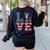 4th Of July Decor Patriotic LOVE Boston Terrier USA Flag Women's Sweatshirt Back Print Black