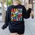 Alphabet Hi Back To School ABC Pre K Kindergarten Teacher Women's Sweatshirt Back Print Black Alphabet Hi Back To School ABC Pre K Kindergarten Teacher Women's Sweatshirt Back Print Black