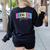Back To School Neon Checkered Second Grade Colorful Teacher Women's Sweatshirt Back Print Black