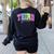 Back To School Neon Checkered Third Grade Colorful Teacher Women's Sweatshirt Back Print Black Back To School Neon Checkered Third Grade Colorful Teacher Women's Sweatshirt Back Print Black