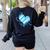 Bavarian Flag As Heart Blue Diamond Bavaria Women's Sweatshirt Back Print Black