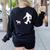 Bigfoot Walking With Bull Terrier Dog Women's Sweatshirt Back Print Black