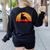 Boston Terrier Bostie Sunset Retro Dog Pet Mom Dad Women's Sweatshirt Back Print Black