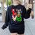 Boston Terrier Christmas Tree Lights Santa Dog Xmas For Men Women Kids Women's Sweatshirt Back Print Black
