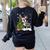 Boston Terrier Christmas Tree Lights Santa Hat Women's Sweatshirt Back Print Black