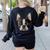 Boston Terrier Cute Puppy Face Dog Lover Pet Owner Women's Sweatshirt Back Print Black