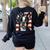 Boston Terrier Dog American Flag 4th Of July Patriotic Puppy Women's Sweatshirt Back Print Black