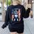 Boston Terrier Dog American USA US Flag Pets Vintage Outfit Women's Sweatshirt Back Print Black