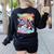 Boston Terrier Dog Christmas Snowman Winter Snow Women's Sweatshirt Back Print Black