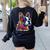 Boston Terrier Floral Vintage Dog Mom Distressed Men Women Kids Women's Sweatshirt Back Print Black