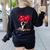 Boston Terrier Lover Heart Shape Boston Terrier Valentine Women's Sweatshirt Back Print Black