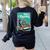 Boston Terrier Merry Christmas Tree Truck Dog X-Mas Women's Sweatshirt Back Print Black