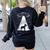 Boston Terrier Mom Dad Dog Alien UFO Women's Sweatshirt Back Print Black