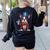 Boston Terrier Puppy Dog Holds His American Flag 4th Of July Women's Sweatshirt Back Print Black