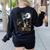 Boston Terrier Selfie Full Moon Flying Witch Halloween Dog Women's Sweatshirt Back Print Black