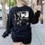 Boston Terrier Graphic Selfie With UFOs Weird Aliens Women's Sweatshirt Back Print Black