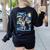 Boston Terrier Van Gogh Starry Night Women's Sweatshirt Back Print Black