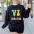 Braille Teacher Of The Visually Impaired Groovy VI Teacher Women's Sweatshirt Back Print Black Braille Teacher Of The Visually Impaired Groovy VI Teacher Women's Sweatshirt Back Print Black