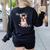 Brown Boston Terrier With Flowers And Feathers Women's Sweatshirt Back Print Black