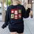 Christmas Teacher Stamps Women's Sweatshirt Back Print Black