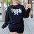 Coquette Bow Teach Teacher Happy First Day Back To School Women's Sweatshirt Back Print Black Coquette Bow Teach Teacher Happy First Day Back To School Women's Sweatshirt Back Print Black