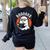 Cute Ghost Book Reading Books Lover Retro Halloween Teacher Women's Sweatshirt Back Print Black