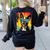 Dog Boston Terrier Hawaiian Women's Sweatshirt Back Print Black