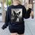 Dog Mom Dad Alien Selfie Boston Terrier UFO For Men Women Women's Sweatshirt Back Print Black