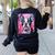 Dog Pink Boston Terrier Women's Sweatshirt Back Print Black