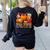 Fall Vibes Costume Teacher Thanksgiving Leopard Gnome Women's Sweatshirt Back Print Black Fall Vibes Costume Teacher Thanksgiving Leopard Gnome Women's Sweatshirt Back Print Black