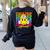 Field Trip Squad Groovy Field Day Smile Face Teacher Tie Dye Women's Sweatshirt Back Print Black Field Trip Squad Groovy Field Day Smile Face Teacher Tie Dye Women's Sweatshirt Back Print Black