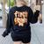 First Grade Fall Floral Coquette Bow Teachers Students Women's Sweatshirt Back Print Black First Grade Fall Floral Coquette Bow Teachers Students Women's Sweatshirt Back Print Black