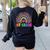 First Grade Rainbow Girls Boys Teacher Team 1st Grade Squad Women's Sweatshirt Back Print Black First Grade Rainbow Girls Boys Teacher Team 1st Grade Squad Women's Sweatshirt Back Print Black