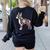 Floral FLower Boston Terrier Mom Grandma Women's Sweatshirt Back Print Black
