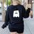 French Teacher Halloween Bonjour Ghost Women's Sweatshirt Back Print Black French Teacher Halloween Bonjour Ghost Women's Sweatshirt Back Print Black