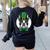 Green Boston Terrier Shamrock St Patricks Day Boston Terrier Women's Sweatshirt Back Print Black