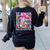 Groovy Teacher Cute Coquette Bow Flower Retro Back To School Women's Sweatshirt Back Print Black Groovy Teacher Cute Coquette Bow Flower Retro Back To School Women's Sweatshirt Back Print Black