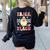 Groovy Teacher Halloween Retro Trick Or Teach Floral Ghost Women's Sweatshirt Back Print Black