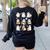 Halloween Ghost Music Teacher Playing Instruments Women's Sweatshirt Back Print Black