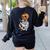 Halloween Skeleton Boston Terrier Women's Sweatshirt Back Print Black