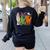 Halloween SPED Teacher Boo In ASL Boo Hands Sign Language Women's Sweatshirt Back Print Black