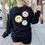 Happy To See Your Face Smile Face Teacher Back To School Women's Sweatshirt Back Print Black Happy To See Your Face Smile Face Teacher Back To School Women's Sweatshirt Back Print Black