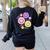 Happy To See Your Face Teacher Flower Back To School Women's Sweatshirt Back Print Black Happy To See Your Face Teacher Flower Back To School Women's Sweatshirt Back Print Black
