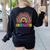 Kindergarten Rainbow Girls Boys Teacher Team Kinder Squad Women's Sweatshirt Back Print Black