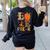 Love Pre-k Teacher Shirts Autumn Fall Pumpkin Fall Leopard Women's Sweatshirt Back Print Black
