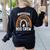 Montessori Teacher Halloween Boo Rainbow Leopard Halloween Women's Sweatshirt Back Print Black