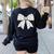 Music Notes Coquette Bow Music Teacher School Musician Band Women's Sweatshirt Back Print Black Music Notes Coquette Bow Music Teacher School Musician Band Women's Sweatshirt Back Print Black