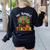 One Thankful Teacher Thanksgiving Turkey Cute Crayon Pencil Women's Sweatshirt Back Print Black