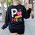 P Is For Pre K Teacher Student Pencil Apple Back To School Women's Sweatshirt Back Print Black P Is For Pre K Teacher Student Pencil Apple Back To School Women's Sweatshirt Back Print Black