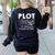 Plot It Builds Character Book Reading Teacher Women's Sweatshirt Back Print Black Plot It Builds Character Book Reading Teacher Women's Sweatshirt Back Print Black